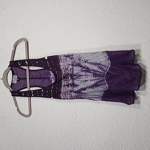 All About A Girl Purple Tie Dye w/Sequin Sheer Tank Top Sz. M